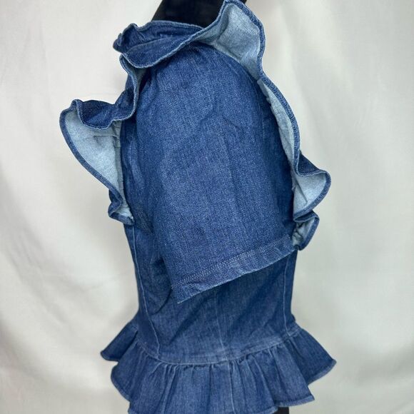 Story On Ruffled Denim CropTop Size L NWT - Picture 5 of 15